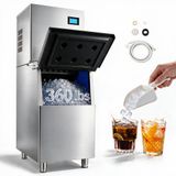 VEVOR Machine à glaçons commerciale, fabrique de glaçons rendement 163 kg/24 h, pour bar café restaurant, en acier inoxydable, bac de stockage capacité 113 kg, écran tactile et nettoyage automatique