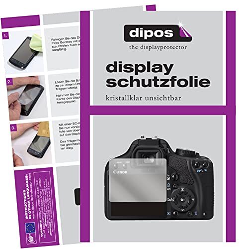 dipos I 2X beschermfolie helder compatibel met Canon EOS 500D folie displaybeschermfolie