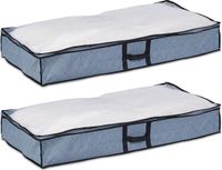 Merkloos Relaxdays Set van 2 stoffen opbergzakken met venster, 14 x 100 x 50 cm, grijs/transparant