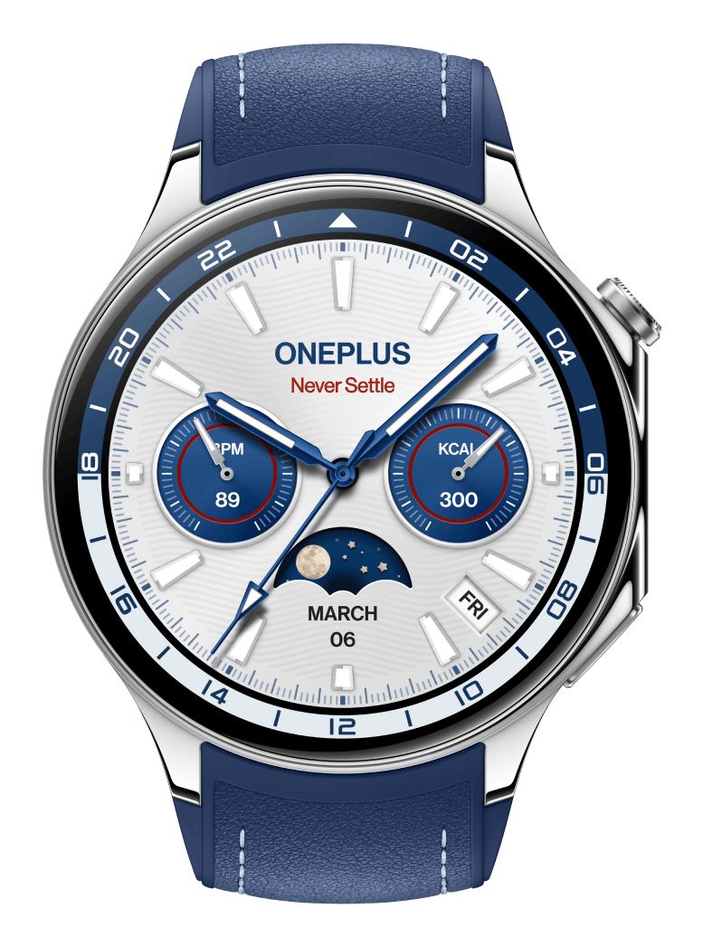 OnePlus Watch 2 - Nordic Blue - Smartwatch - 46mm - Zilverkleurig