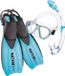 Seac Set Sprint Dry set met duikbril - Snorkel en zwemvliezen met open hiel - In maat verstelbaar - Pour enfants et adultes - Bleu - 32/35
