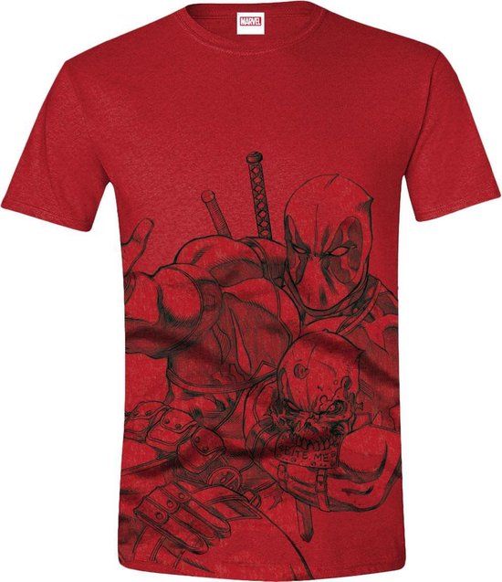 Deadpool - Sketch Mannen T-Shirt - Rood - L