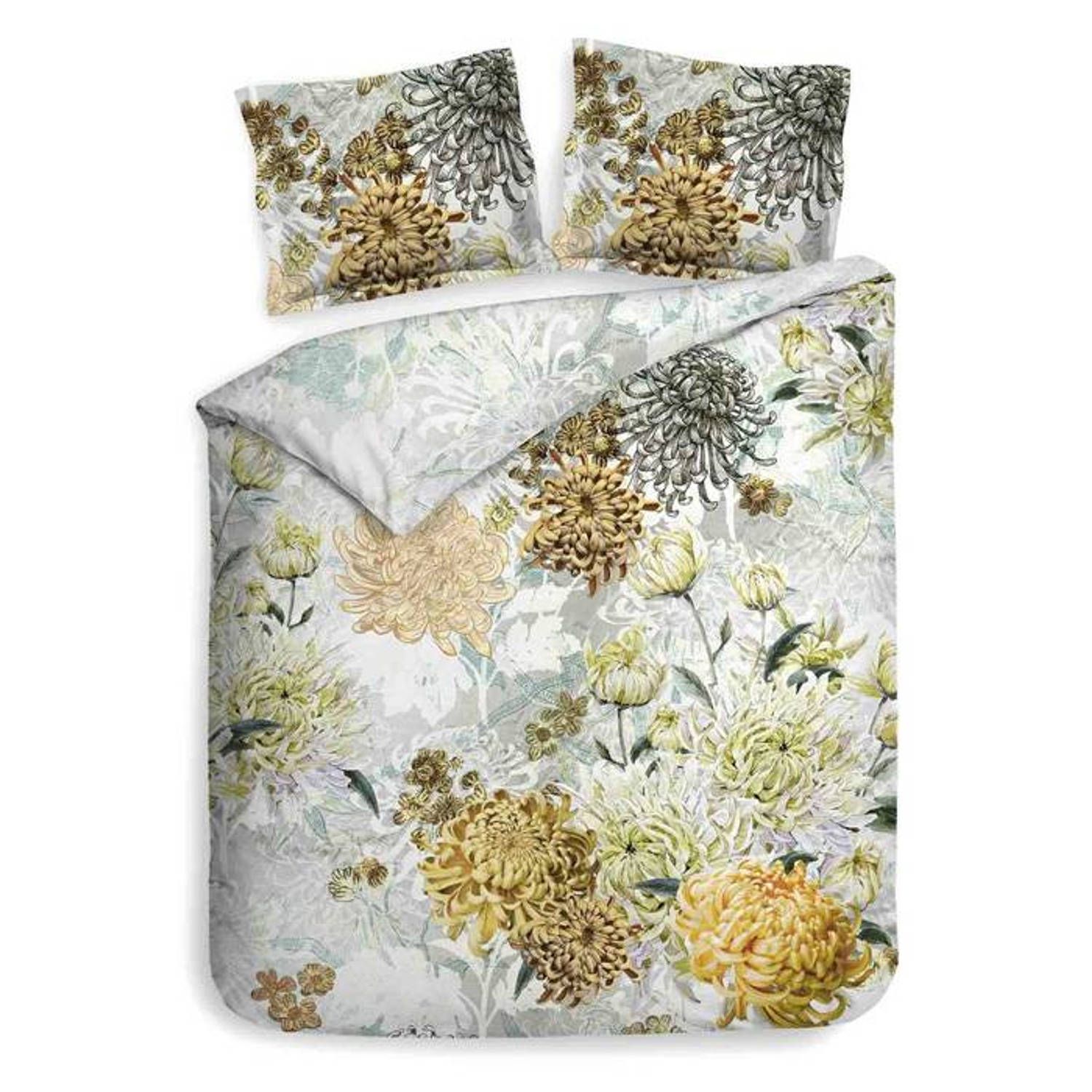 Heckett & Lane dekbedovertrek chrys - mimosa wit - 2-persoons 200x200/220 cm
