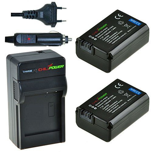 ChiliPower 2 x NP-FW50 accu's voor Sony - inclusief oplader en autolader