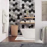 Zeshoekige Ambiance Zeshoekige tegelstickers, cementtegels, mozaïek, wandtegels, badkamer en keuken, 15 x 13,5 cm, 28 stuks