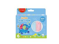 Jumbo Keyroad Jumbo kleurkrijt voor kinderen, doos met 6 kleuren, vrij van giftige stoffen, wasbaar krijt, ideaal voor tekenen op leisteen, schoolbenodigdheden