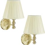 Merkloos Relaxdays Wandlamp binnen - set van 2 - met kap - E14 - Koper/Crème