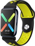 Strap-it Siliconen Smartwatch bandje - Geschikt voor Oppo Watch 46mm - Zwart/Geel