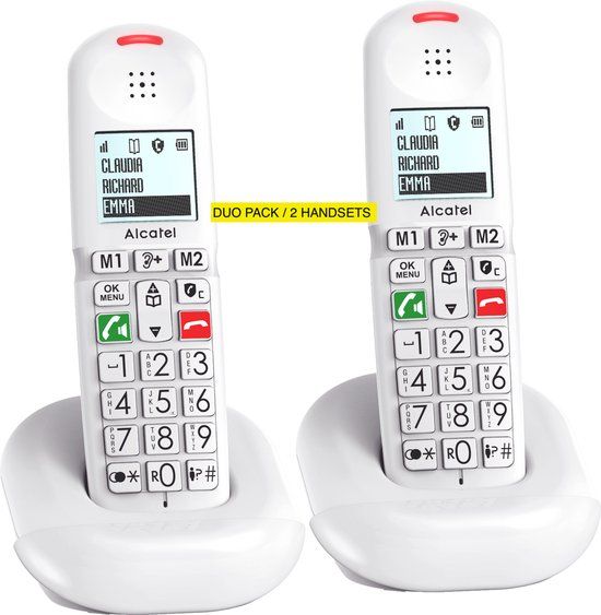 Alcatel XL685 Duo dect telefoon wit met grote toetsen en handenvrij bellen