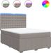 vidaXL Boxspring met matras stof taupe 160x200 cm
