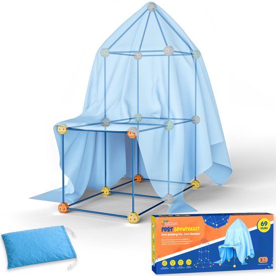 Tiny Thinkers Fort Bouwpakket met 69 Onderdelen - Constructiespeelgoed - Speeltent - Educatief Speelgoed - Bouwspeelgoed - Hut Bouwen