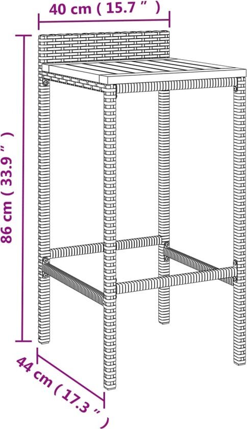 vidaXL 3-delige Tuinbarset poly rattan en massief acaciahout grijs