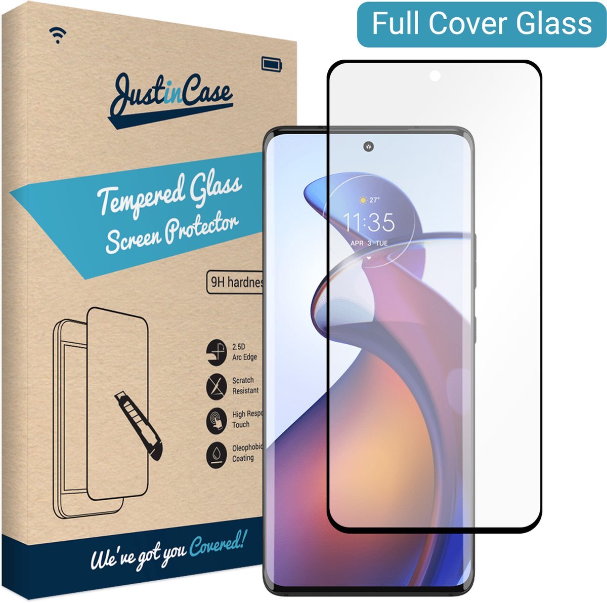 Just in Case Just in Case Gehard Glas Edge To Edge Screenprotector Motorola Edge 30 Fusion