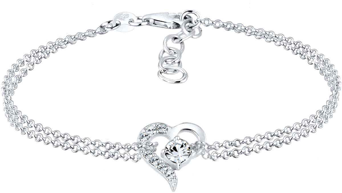 Elli Armbanden 925 Sterling Zilver Hartje met Swarovski Kristal