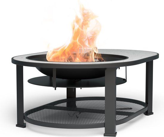 Blumfeldt Merano Circolo L 3-in-1 - Vuurschaal - 122 x 87 cm - Zwart
