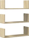 vidaXL Wandplanken, 3 stuks, Sonoma eiken, 58 x 18 x 18 cm, bewerkt hout