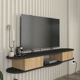 [en.casa] TV meubel Nyskiri zwevend 150x35x19 cm antraciet en eikenkleurig