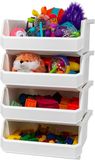 ReadySpace Extra grote stapelbare plastic opbergbakken, 4-pack, wit