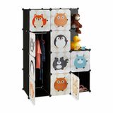 Relaxdays Kinderkast met Dier Motieven - Kinderkamer Kledingkast Kunststof Klikverbinding