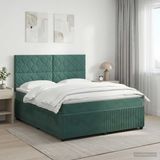 vidaXL Boxspringbed met matras Donkergroen 160 x 200 cm Fluweel