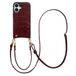 Selencia Hoesje - Geschikt voor Apple iPhone 16 - Croco Backcover met koord en pashouder - Burgundy