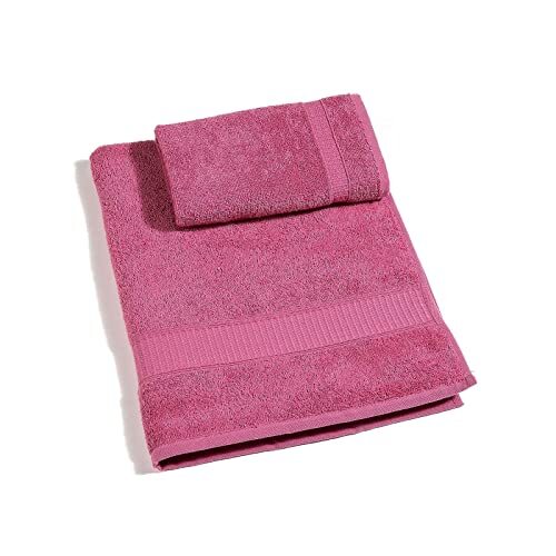 Caleffi Handdoek met gastendoek van katoen fuchsia - 55681