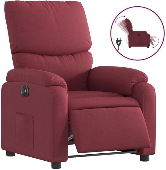 vidaXL Fauteuil - verstelbaar - elektrisch - stof - wijnrood