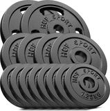 Hop-Sport Halterschijven Set 30 kg – Gietijzeren Gewichten 8x1,25 kg, 4x2,5 kg, 2x5 kg – Geschikt voor Halterstangen Ø30 mm