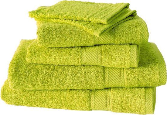 De Witte Lietaer Hélène Badhanddoeken Set - Groen/geel - 6 stuks