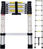 Telescopische T-LoVendo Telescopische ladder, 3,2 m, van aluminium, uittrekbaar en opvouwbaar, compact, licht, draagbaar en antislip, ideaal voor thuisgebruik, professioneel, renovatie, tuin, werkplaats, hoogte