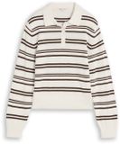 Tom Tailor Denim Gebreide trui met polokraag - Maat M - offwhite brown stripe
