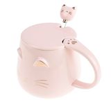 lachineuse Kattenbeker Kawaii – roze – met deksel en lepel