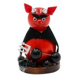 Dekohelden24 Hout rookfiguur duivel, rood/zwart, L/B/H: 9,5 x 10 x 14 cm.