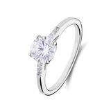 Lucardi Dames Zilveren ring met zirkonia - Ring - 925 Zilver - Zilverkleurig - 20 / 63 mm