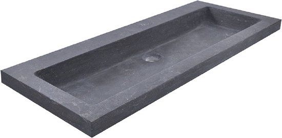 Wiesbaden Clasie Wastafel - 100x46cm - Zwart Natuursteen - Enkele Wastafel