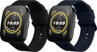 kwmobile 2x horlogebandjes geschikt voor Huami 22mm Amazfit Bip 6 / Bip 5 Unity / Bip 5 / GTS 3 / Balance 2 / Helio Strap bandje - Smartwatch bandjes van TPU - Activity tracker horloge band in zwart / donkerblauw