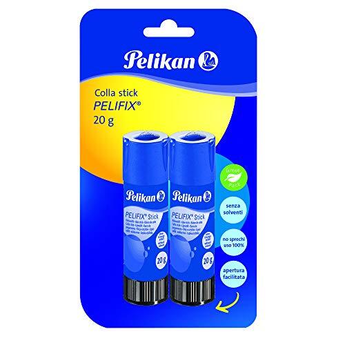 pelikan Pelifix Lijmstick, 20 g, transparante lijm, oplosmiddelvrij, wasbaar, veilig voor kinderen, school, werkpapier, karton en foto's, 2 stuks