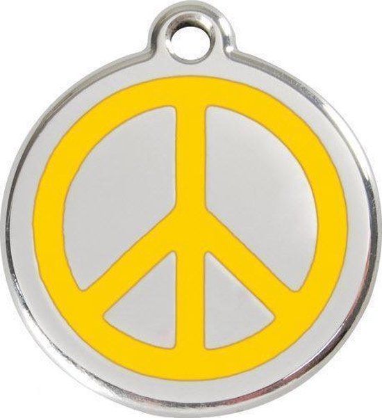 Red Dingo Hondenpenning 30 mm peace geel