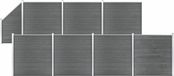 vidaXL WPC omheining set, 7 vlakke panelen + 1 schuin paneel, 1311x186 cm, grijs