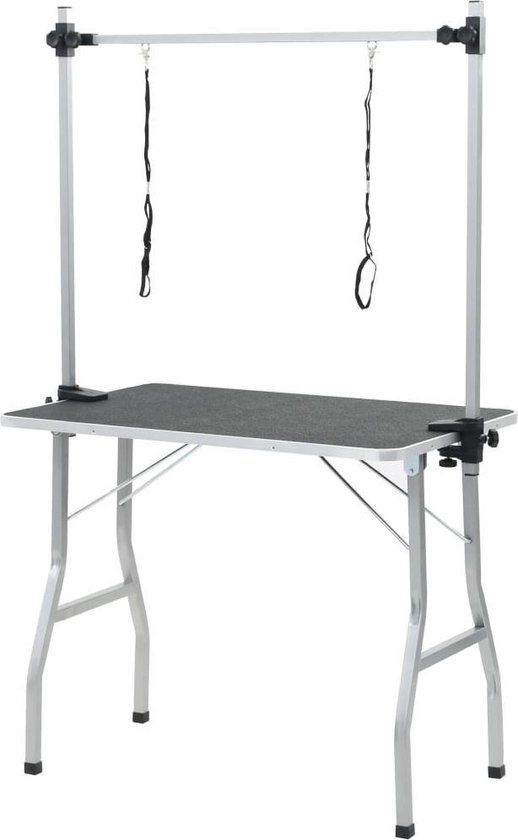 vidaXL Trimtafel voor huisdieren met 2 aanlijnopties - Zwart