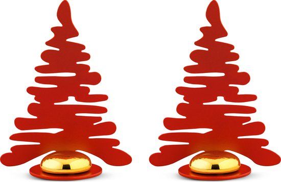 Alessi Barkplace Tree BM16S2 R - Set van twee kerstboom placecards - Rood