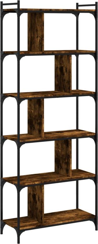 vidaXL Boekenkast - 6-laags - 76x32x192 cm - bewerkt hout - gerookt eikenkleur