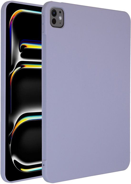 Accezz Tablet Hoes - Geschikt voor Apple iPad Pro 11 (2025) M5 / Pro 11 (2024) M4 - Liquid Silicone Backcover met penhouder - Lila