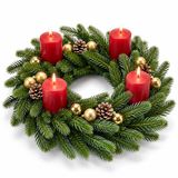 Merkloos Kunstmatige adventskrans - 30 cm - donkergroen