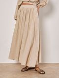 Apricot Linnenmix geplooide midi-rok