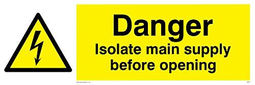 Viking Signs Danger Isolate Main Supply Sign - Aluminium Composite - 200x600mm