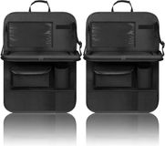 Markenlos Famanu – 2 stuks Auto-organizer voor de achterbank, rugleuning-bescherming, autostoelorganizer voor kinderen met klaptafel, waterdicht, 600D Oxford-stof, zwart