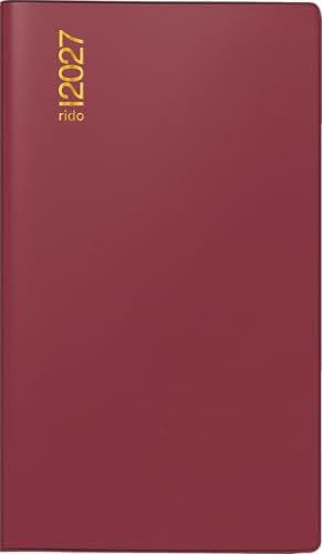 rido/idé 7012212297 Taschenkalender Mod. TM 17/contacter 2027 A6 quer, Kunststoff, bordeaux