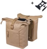 Basil Brooklyn - Dubbele fietstas - 41 Liter - Incl. MIK adapterplaat - Waterdicht - Reflectie details - Gerecycled materiaal - Zand