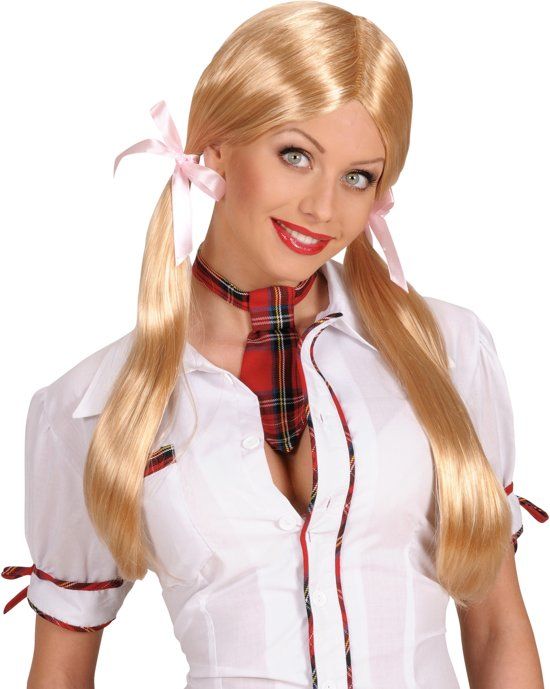 Generik Blonde schoolmeisjespruik voor vrouwen - Verkleedpruik